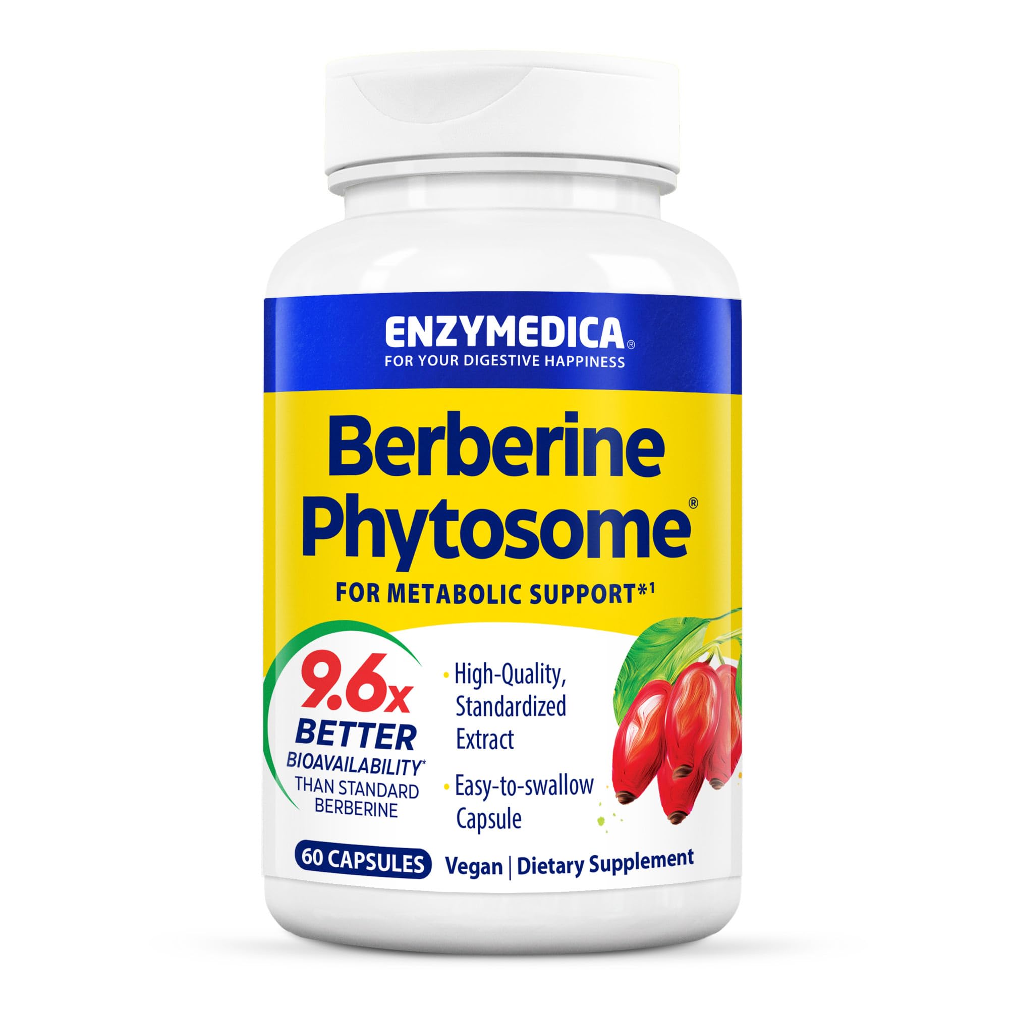 Enzymedica Berberine Phytosome Supplement 60 Capsules front view