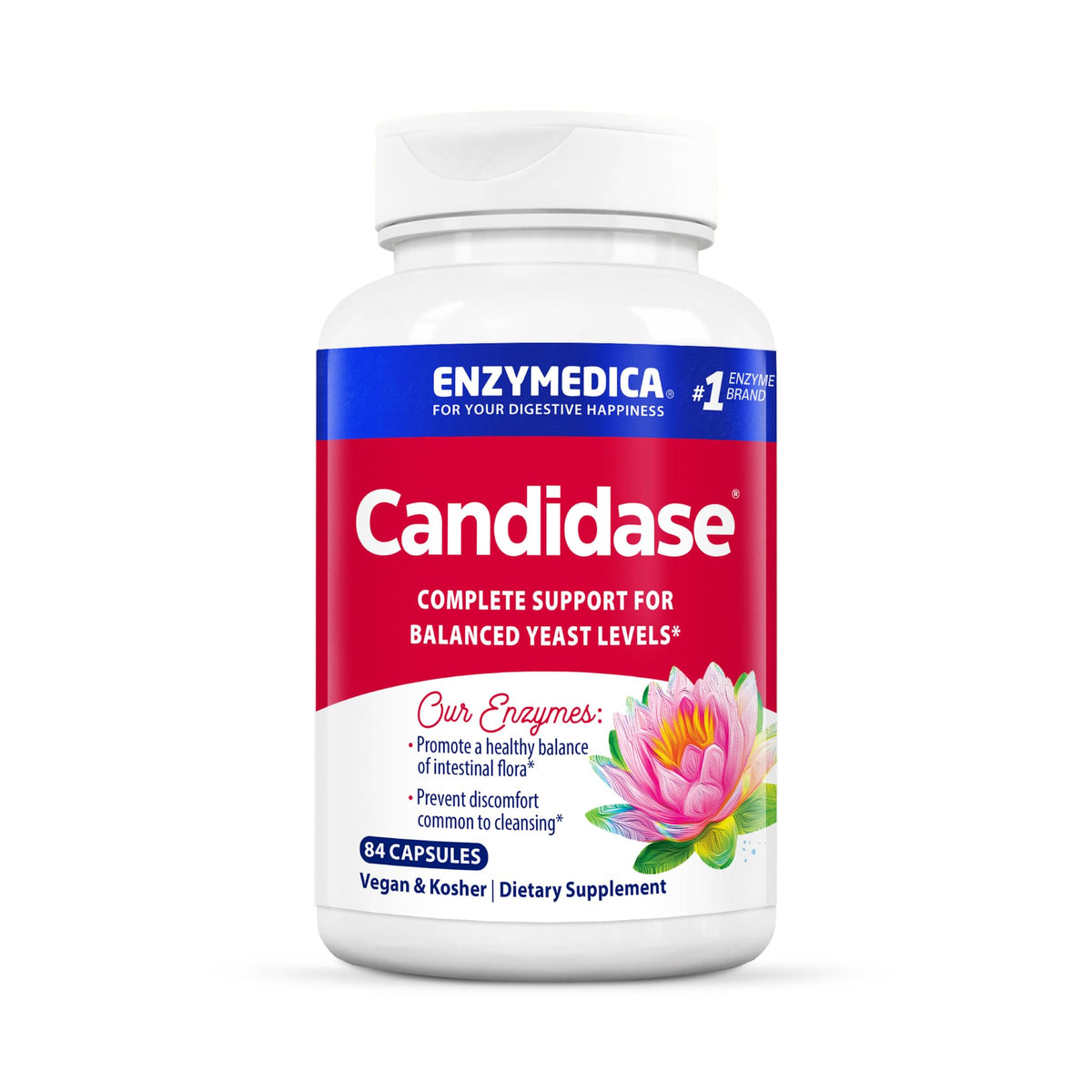 Enzymedica Candidase Multi-Enzyme Supplement 60 Capsules front view