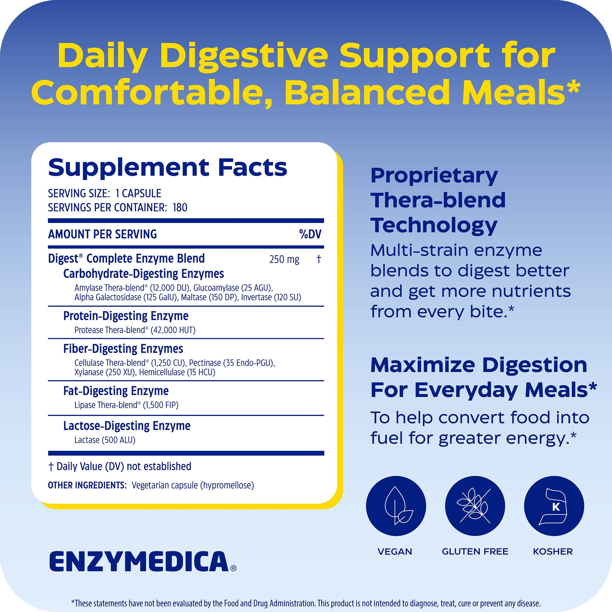 Enzymedica daily Complete Multi-Enzyme Capsules side view