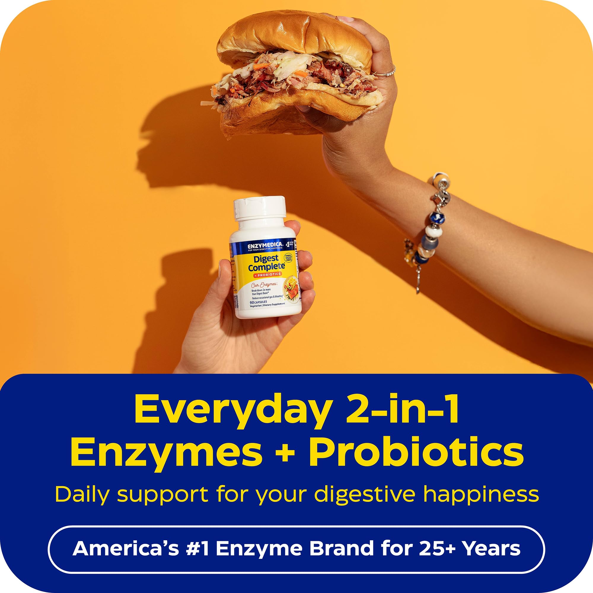Enzymedica daily Complete + Probiotics supplement side view