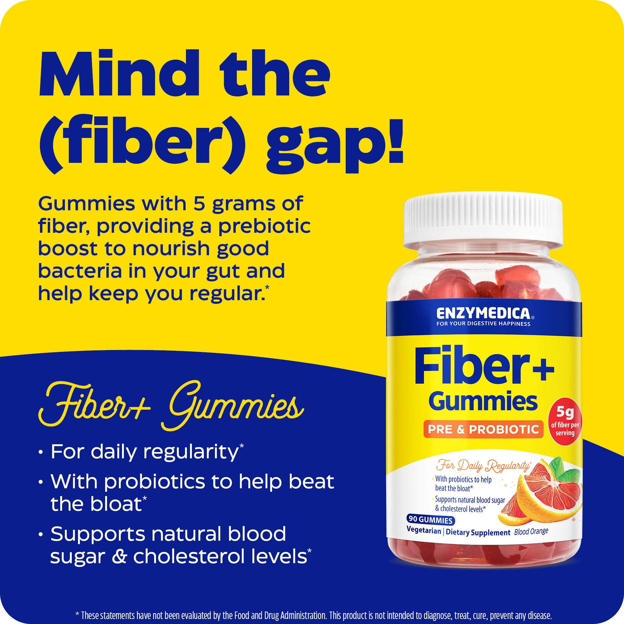 Enzymedica Daily Fiber Gummies showing natural blood orange flavour