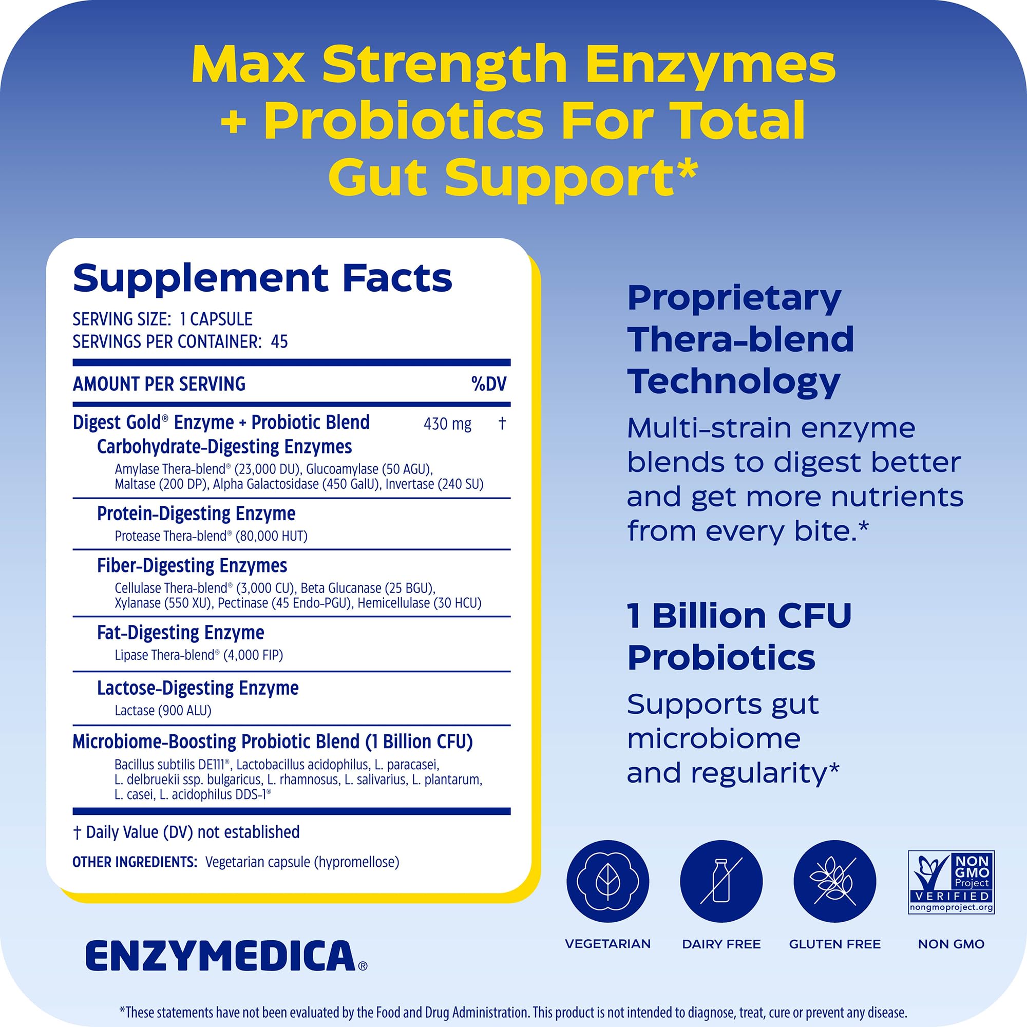 Enzymedica daily Gold + Probiotics capsule bottle with label