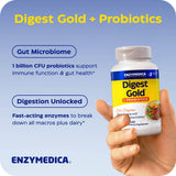 Enzymedica daily Gold + Probiotics capsules on a wooden surface