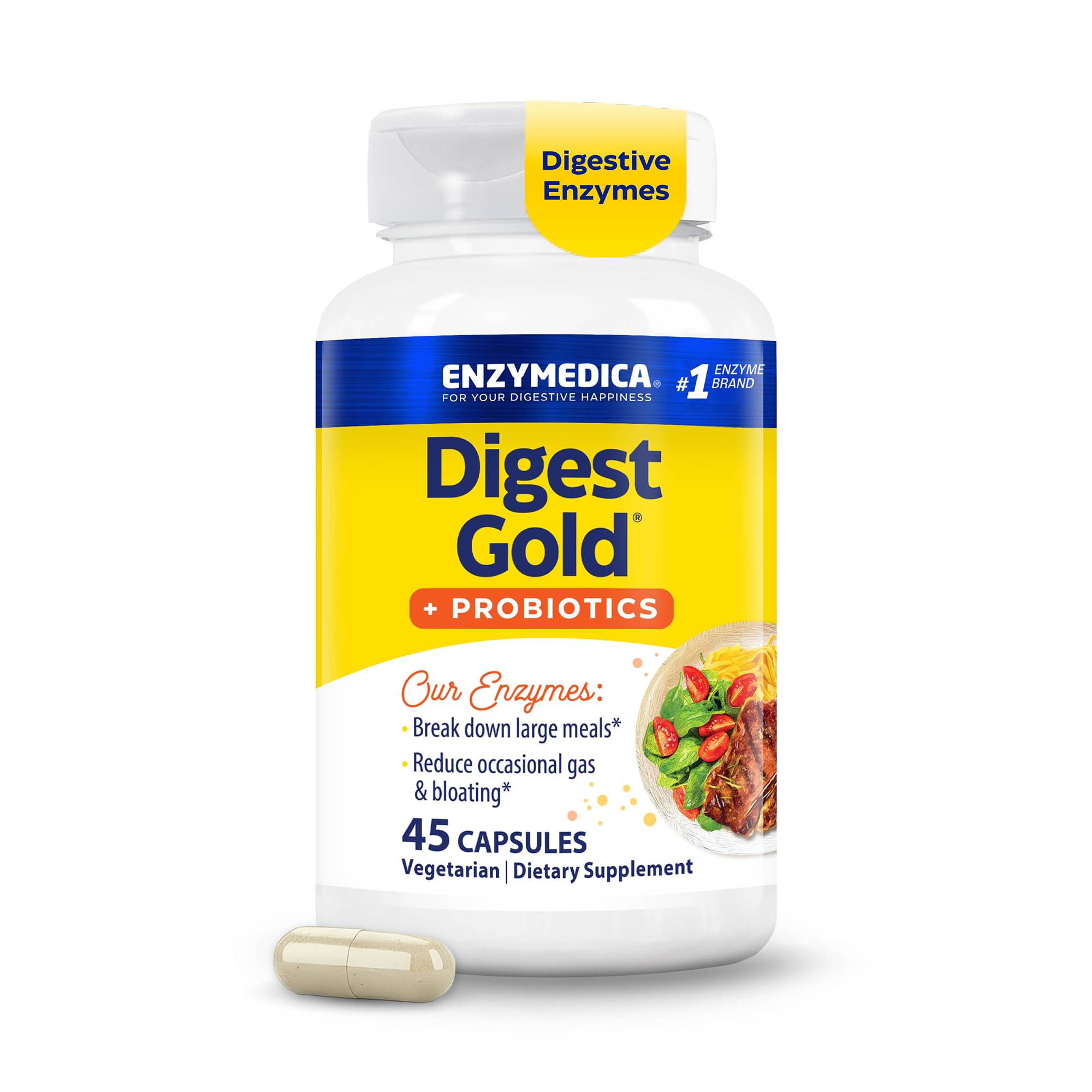 Enzymedica daily Gold + Probiotics multi-enzyme supplement capsule front view