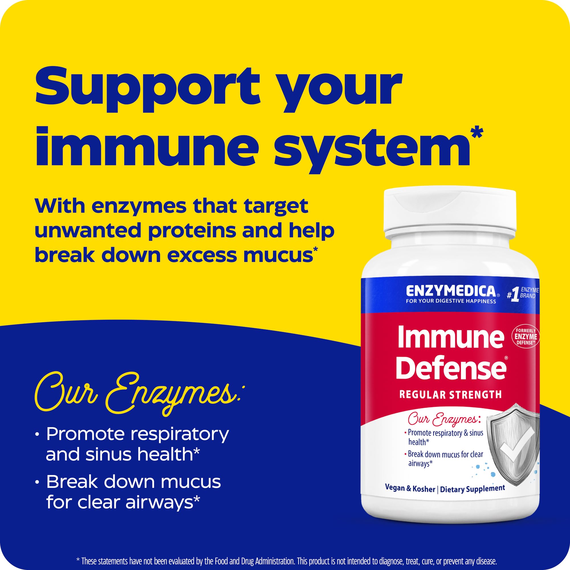 Enzymedica daily wellness Defense Regular Strength capsules on a wooden surface