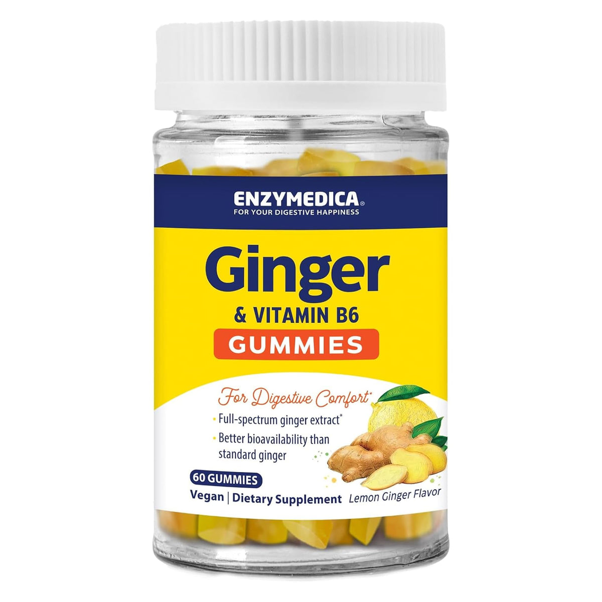 Enzymedica Ginger Gummies front view with packaging