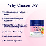 Enzymedica Let's Go Fiber+ Prebiotic Powder container with measuring scoop