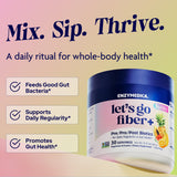 Enzymedica Let's Go Fiber+ Prebiotic Powder scoop and powder in a glass