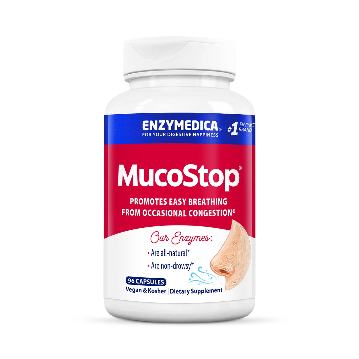 Enzymedica MucoStop Multi-Enzyme Supplement 45g front view