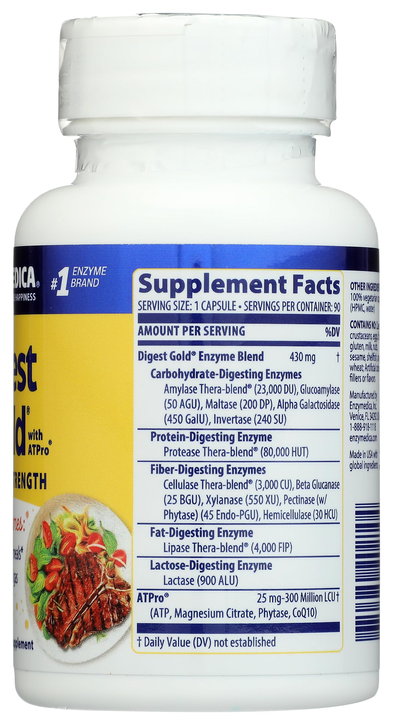 Enzymedica Multi-Enzymes 14g supplement with ingredients list
