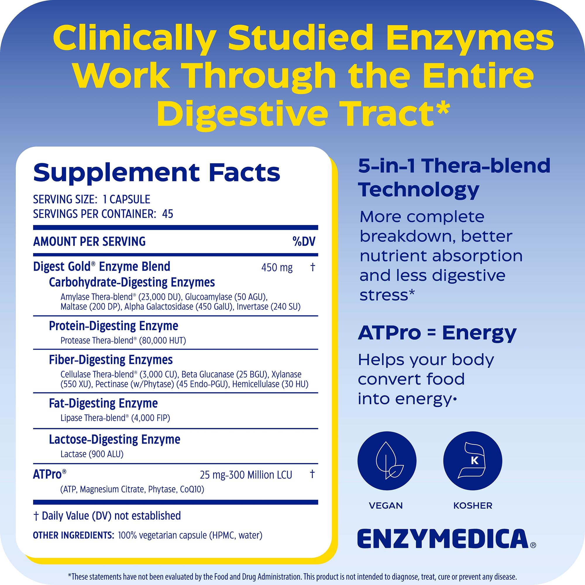 Enzymedica Multi-Enzymes Supplement 14g side view