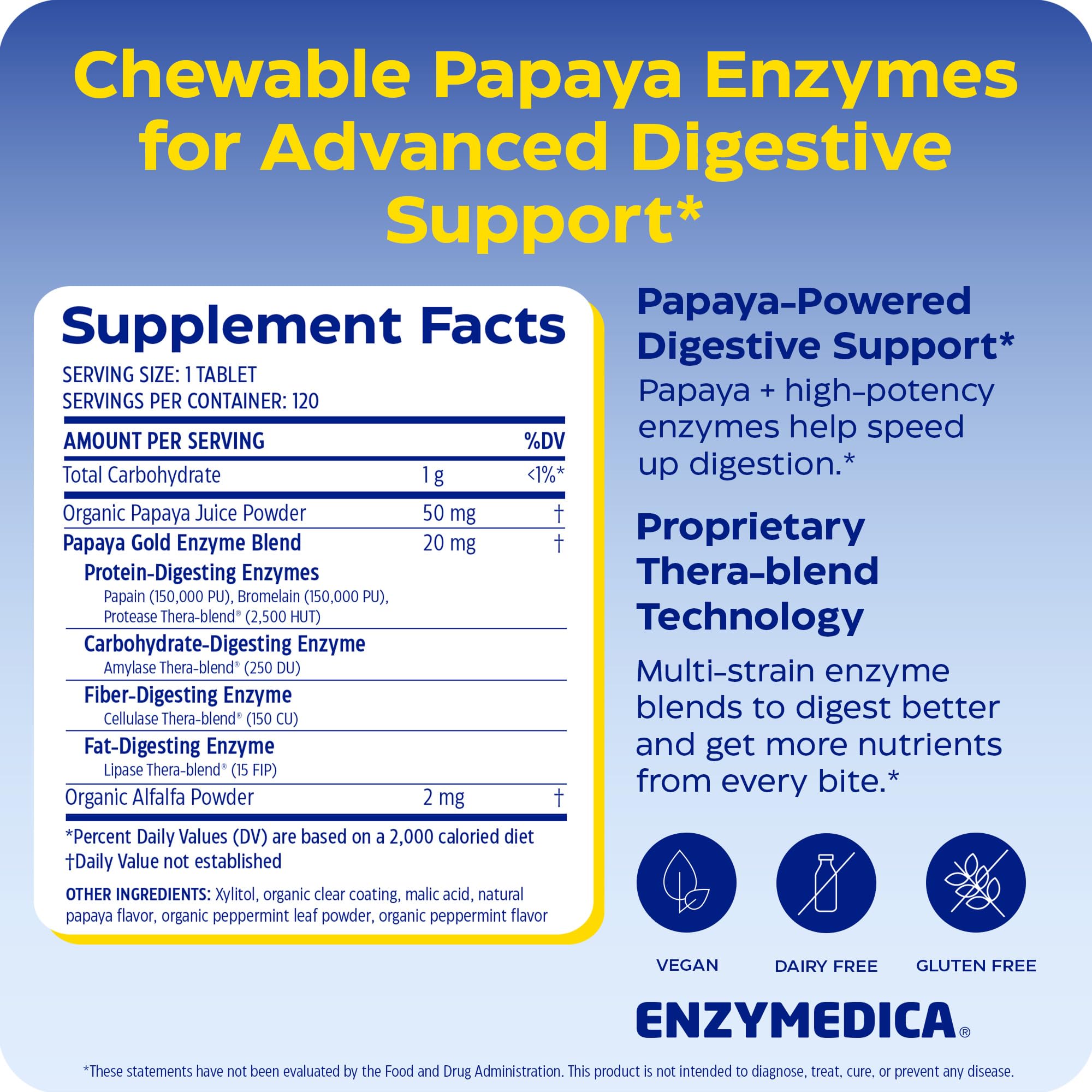 Enzymedica Papaya Gold Multi-Enzyme Supplement packaging