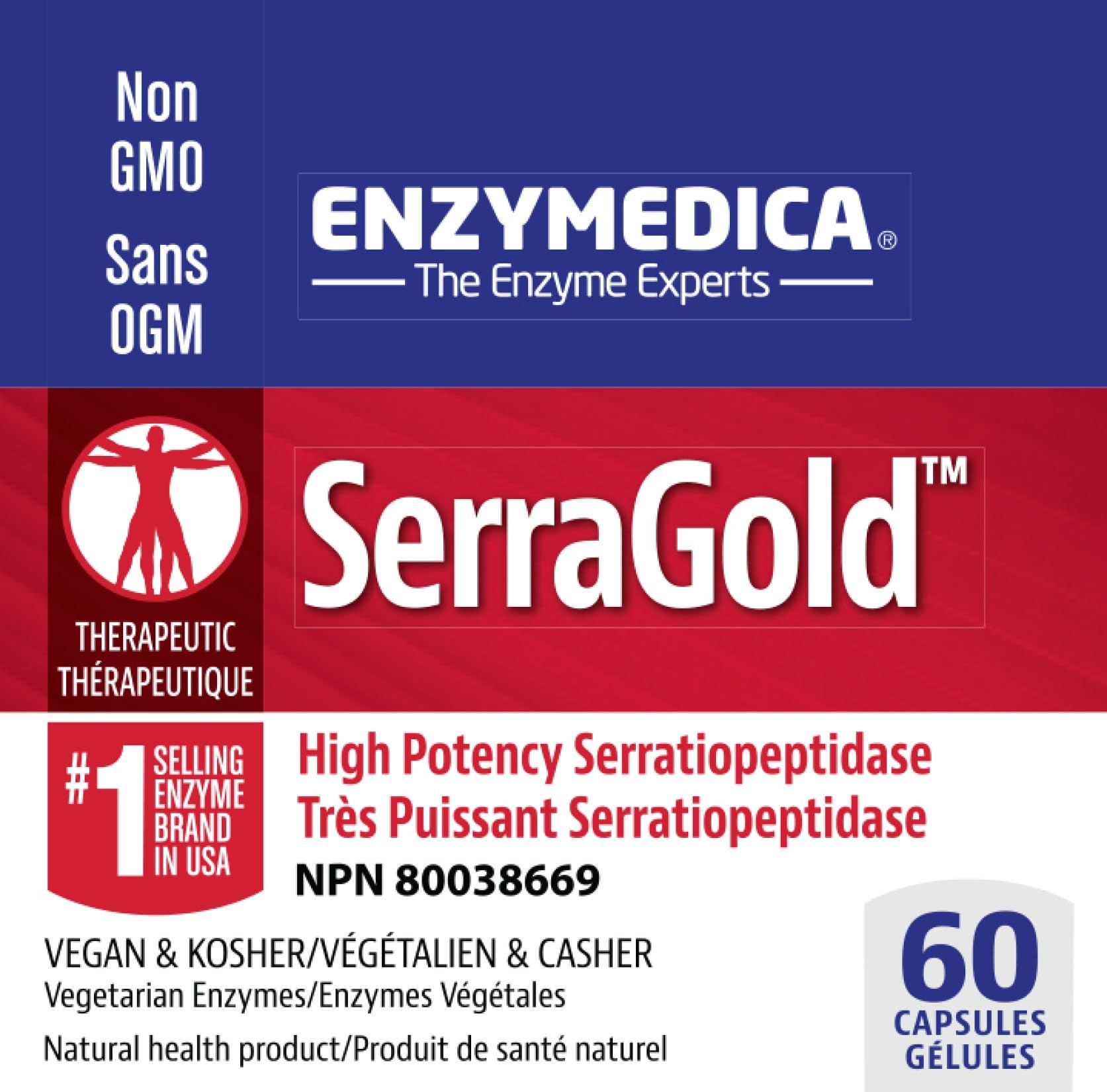 Enzymedica SerraGold Serrapeptase packaging side view