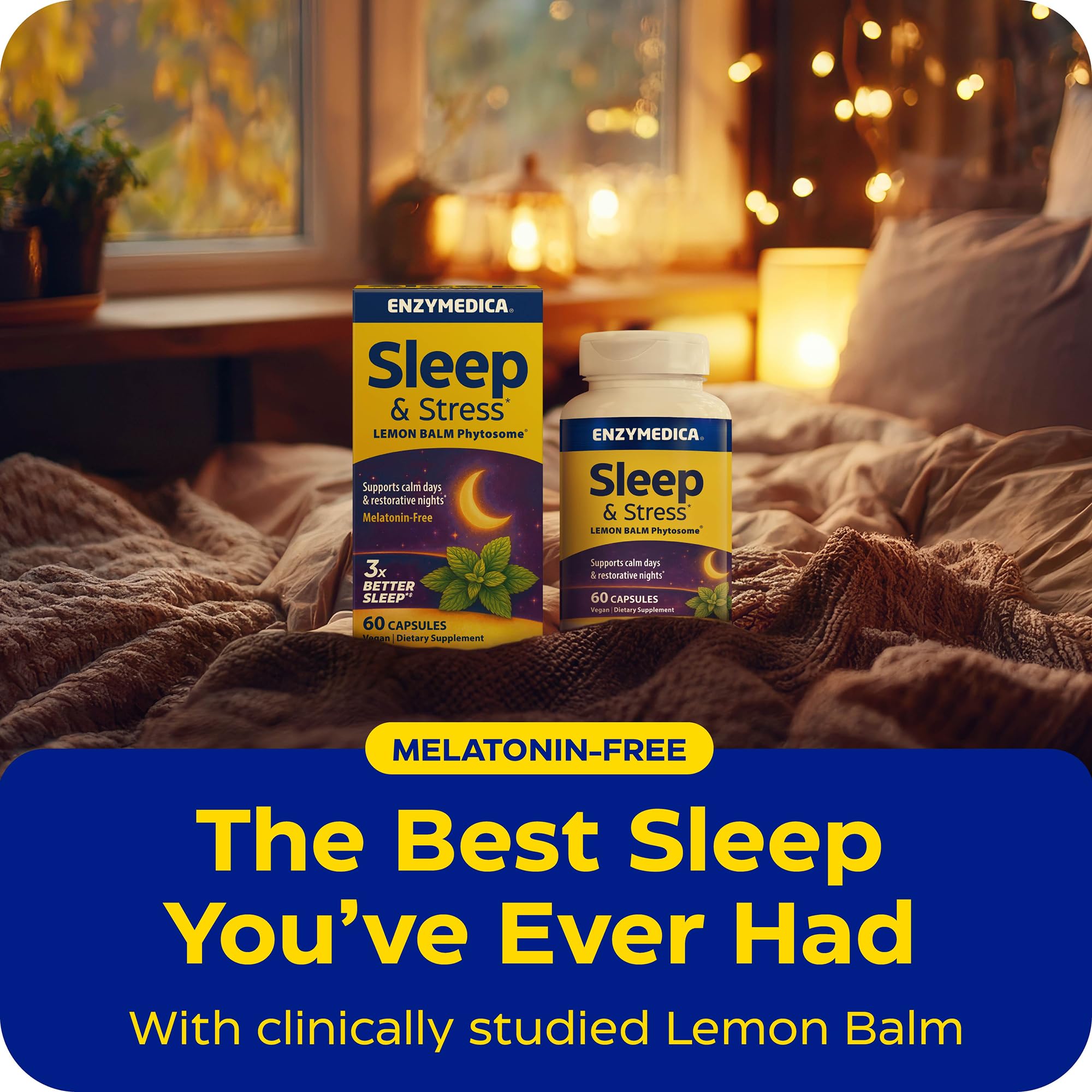 Enzymedica Sleep & Stress Lemon Balm Capsules packaging