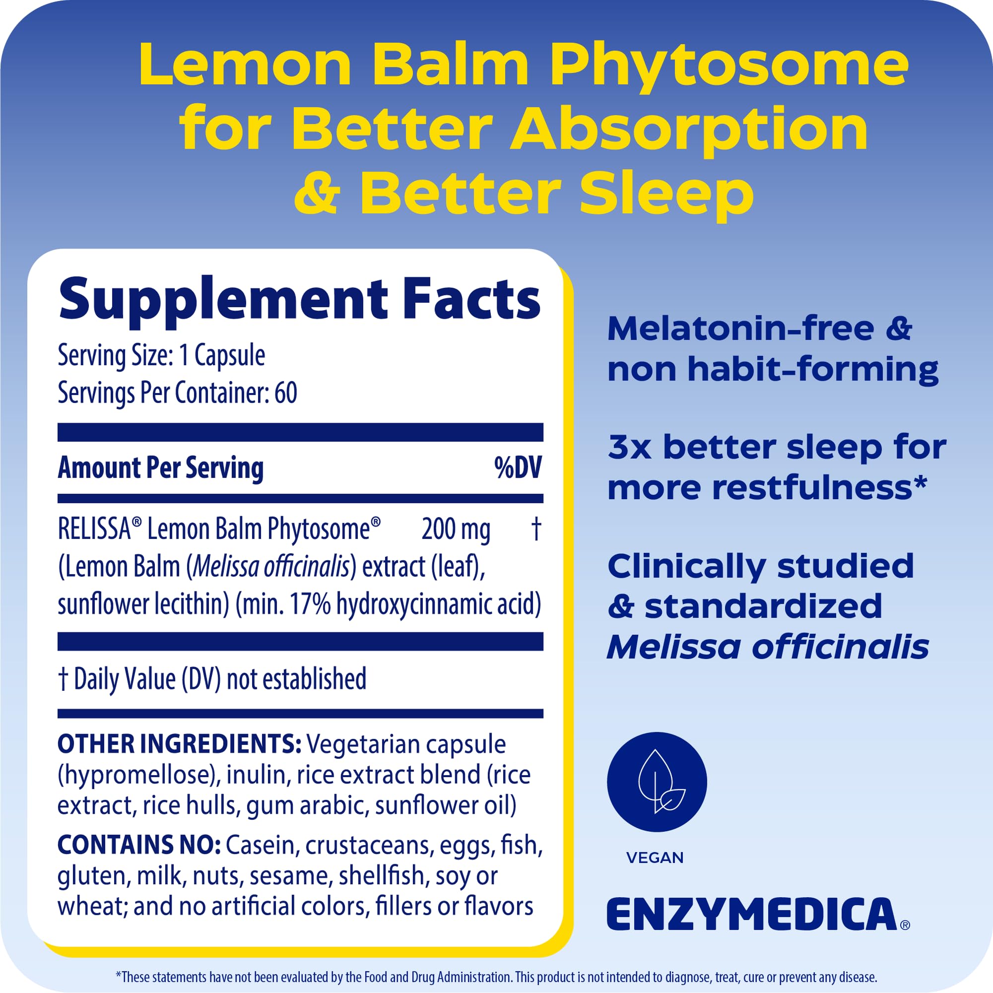 Enzymedica Sleep & Stress Lemon Balm Capsules side view