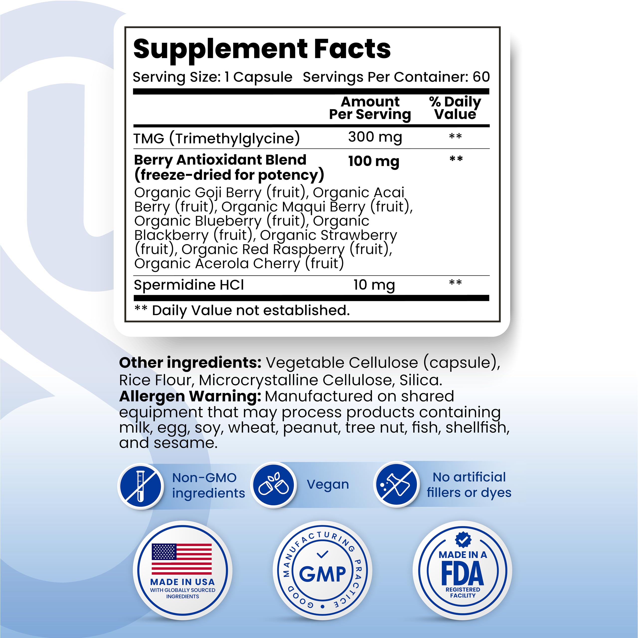 eon labs Spermidine Supplement bottle with organic berries