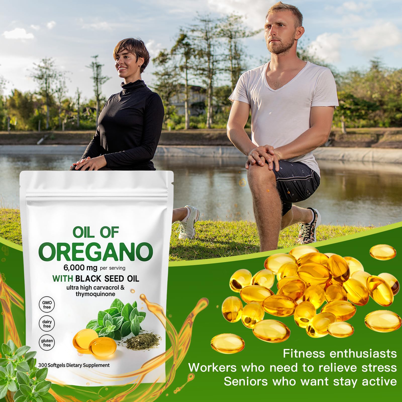 EOQIFJM Oregano Oil Softgels with measuring spoon