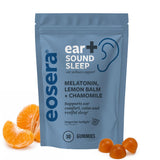Eosera Ear+ Sound Sleep Gummies jar front view with tangerine flavour