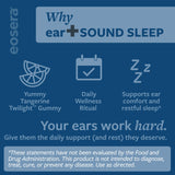 Eosera Ear+ Sound Sleep Gummies jar with a few gummies scattered