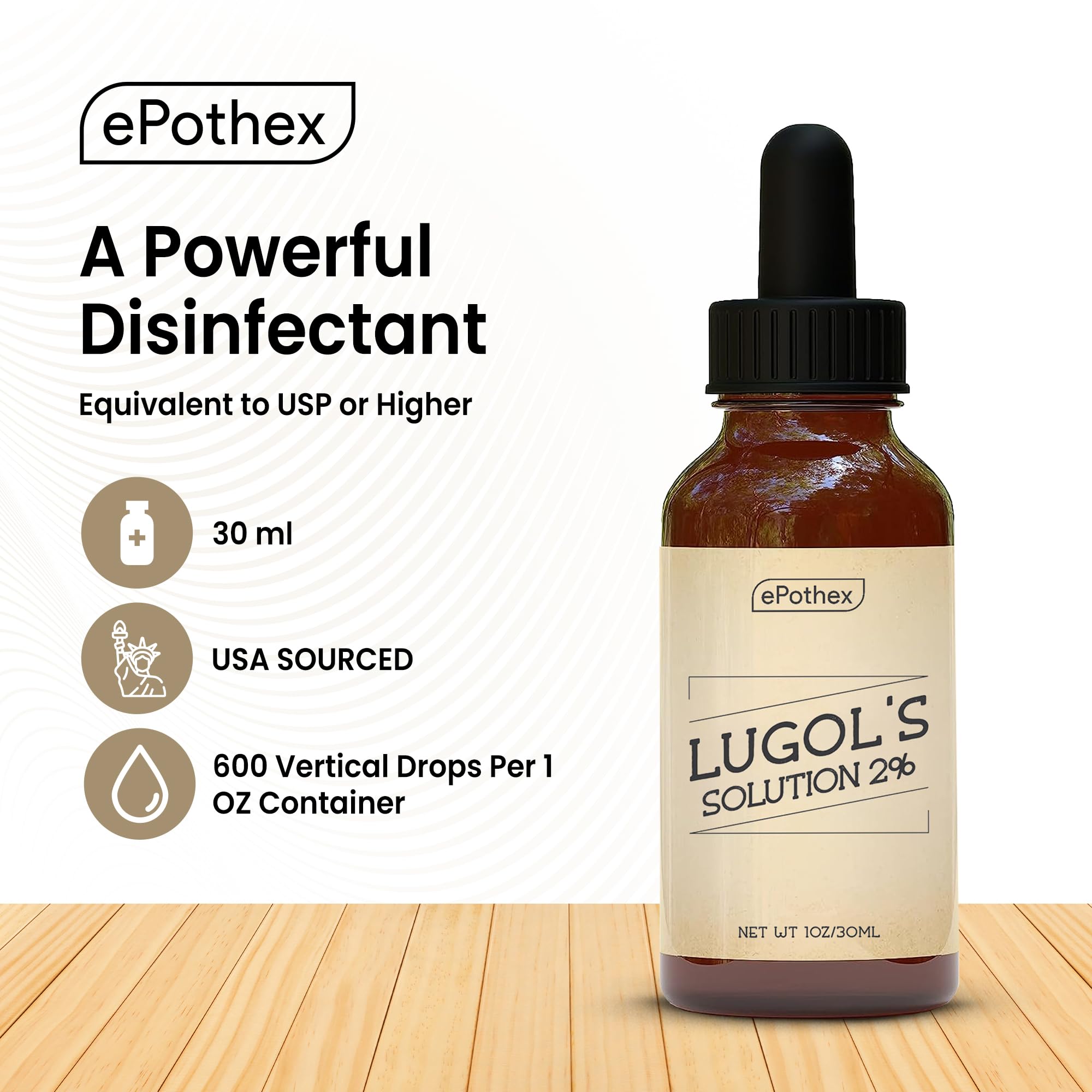 EPOTHEX Iodine Supplement bottle on a wooden surface