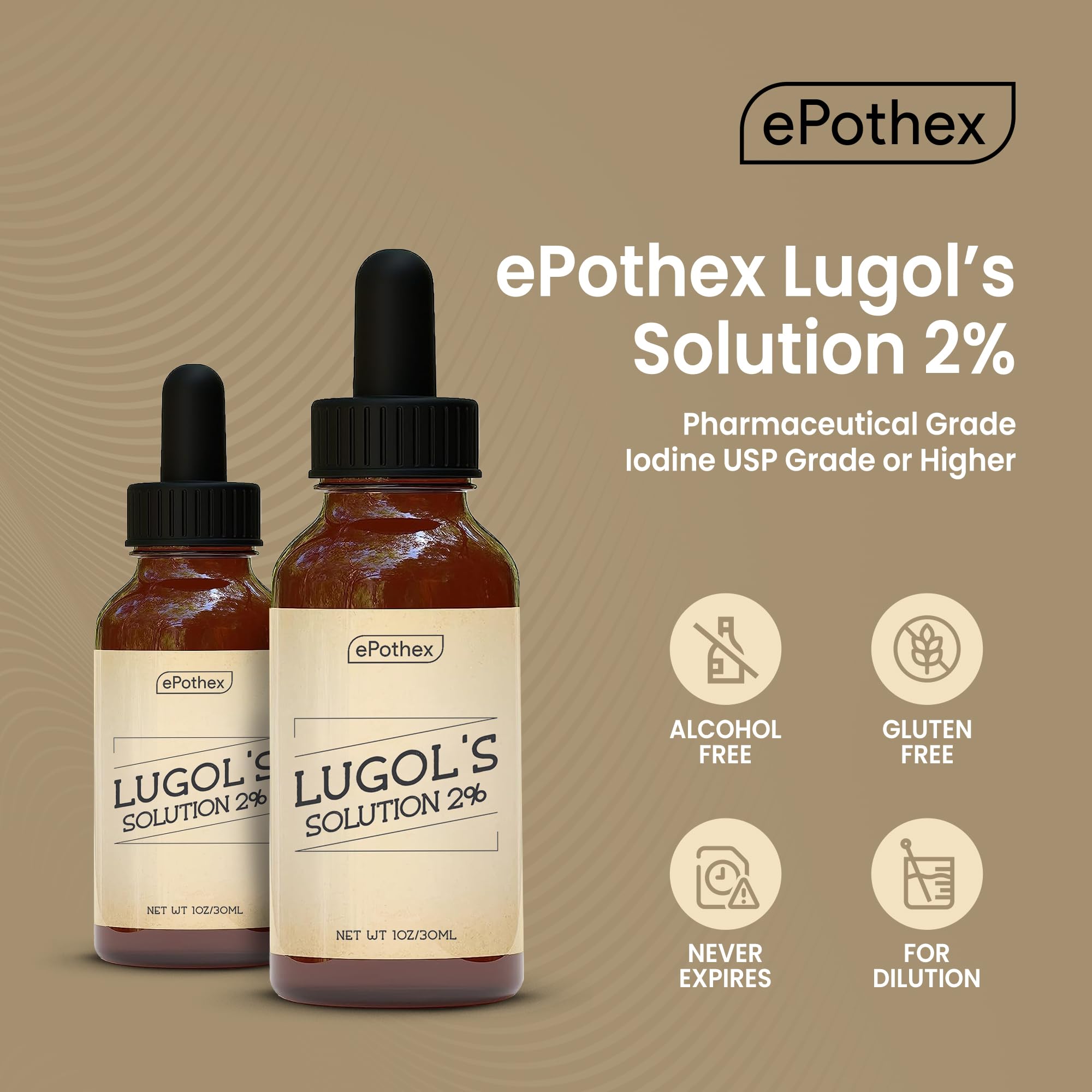 EPOTHEX Iodine Supplement dropper bottle with clear liquid