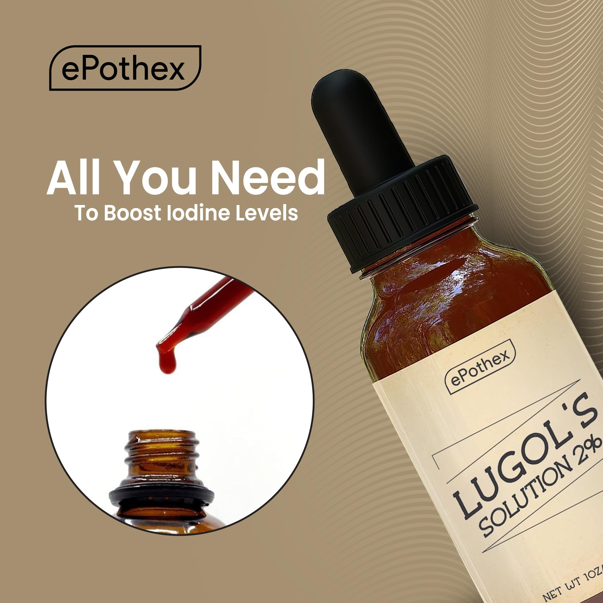 EPOTHEX Iodine Supplement dropper bottle with measuring dropper