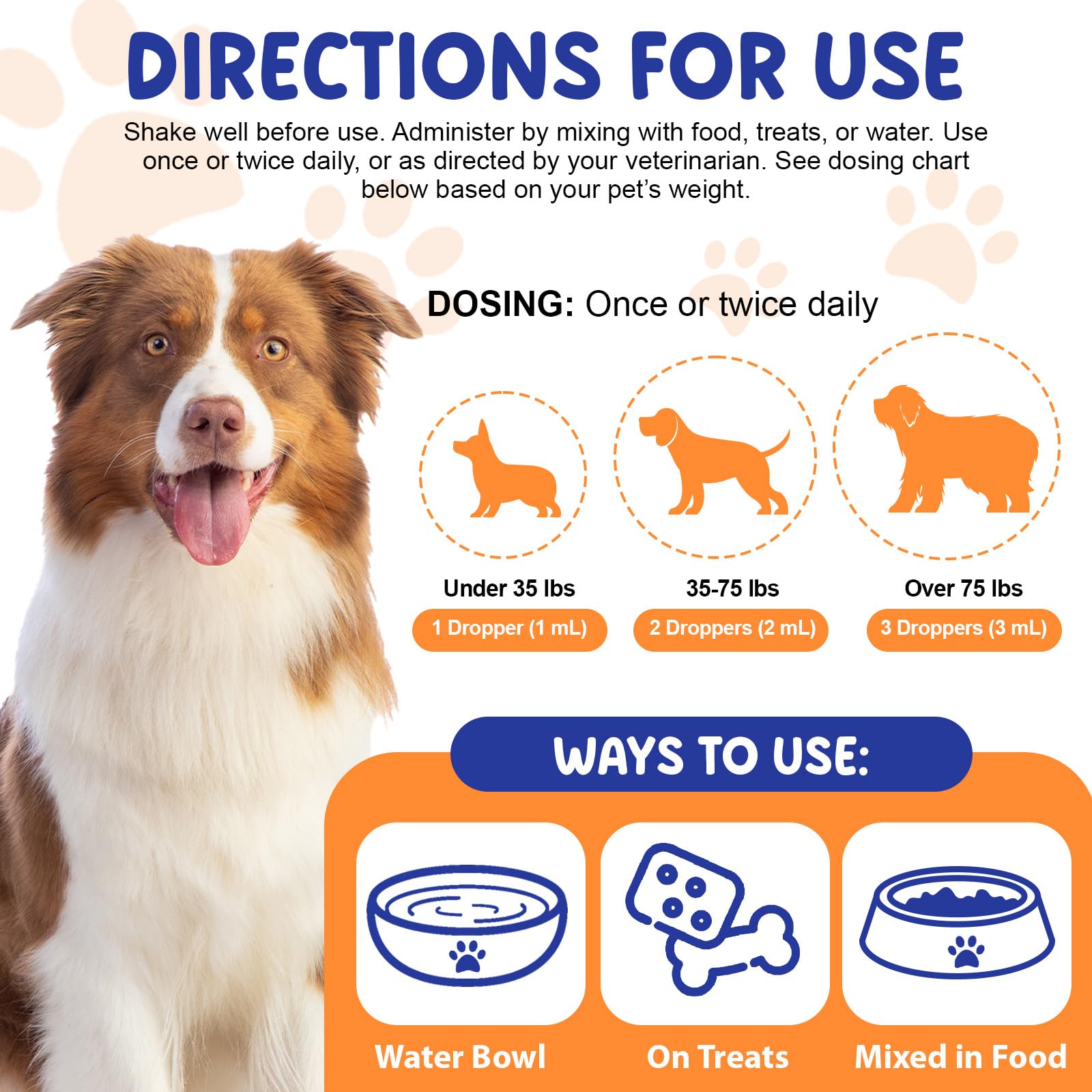 EQEIYICS Liquid Collagen Drops for Dogs back view with ingredients