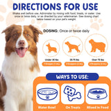 EQEIYICS Liquid Collagen Drops for Dogs back view with ingredients