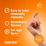 Equazen Fish Oil Chewable Capsules side view showing strawberry flavour