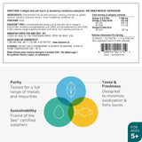 Equazen Fish Oil Supplement softgels on a table