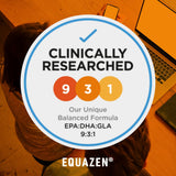 Equazen Omega 3 & 6 Capsules back view highlighting ingredients