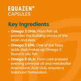 Equazen Omega 3 & 6 Capsules opened bottle showing capsules