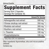 Equilife Adrenal Soothe Supplement 100g back view with ingredients