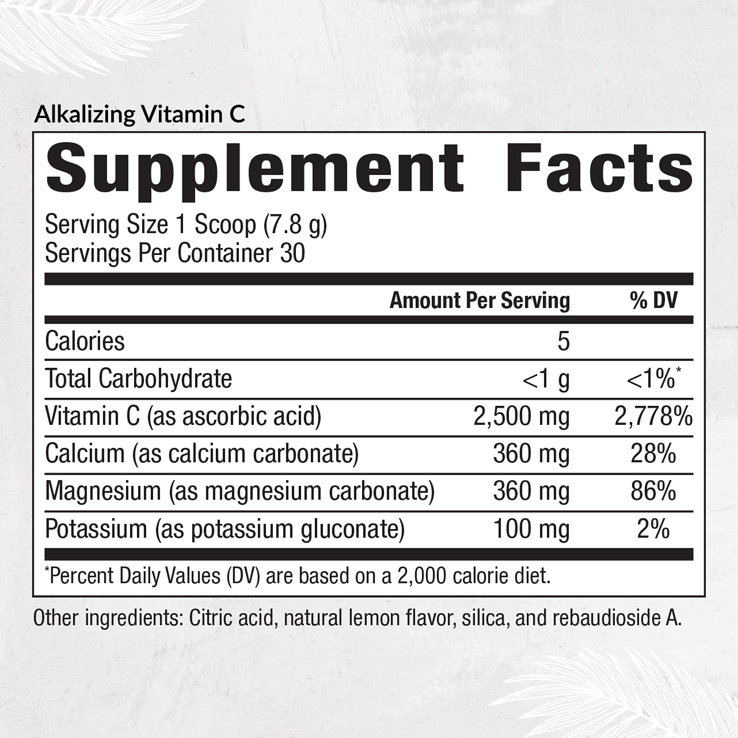 Equilife Alkalizing Vitamin C Powder packaging side view