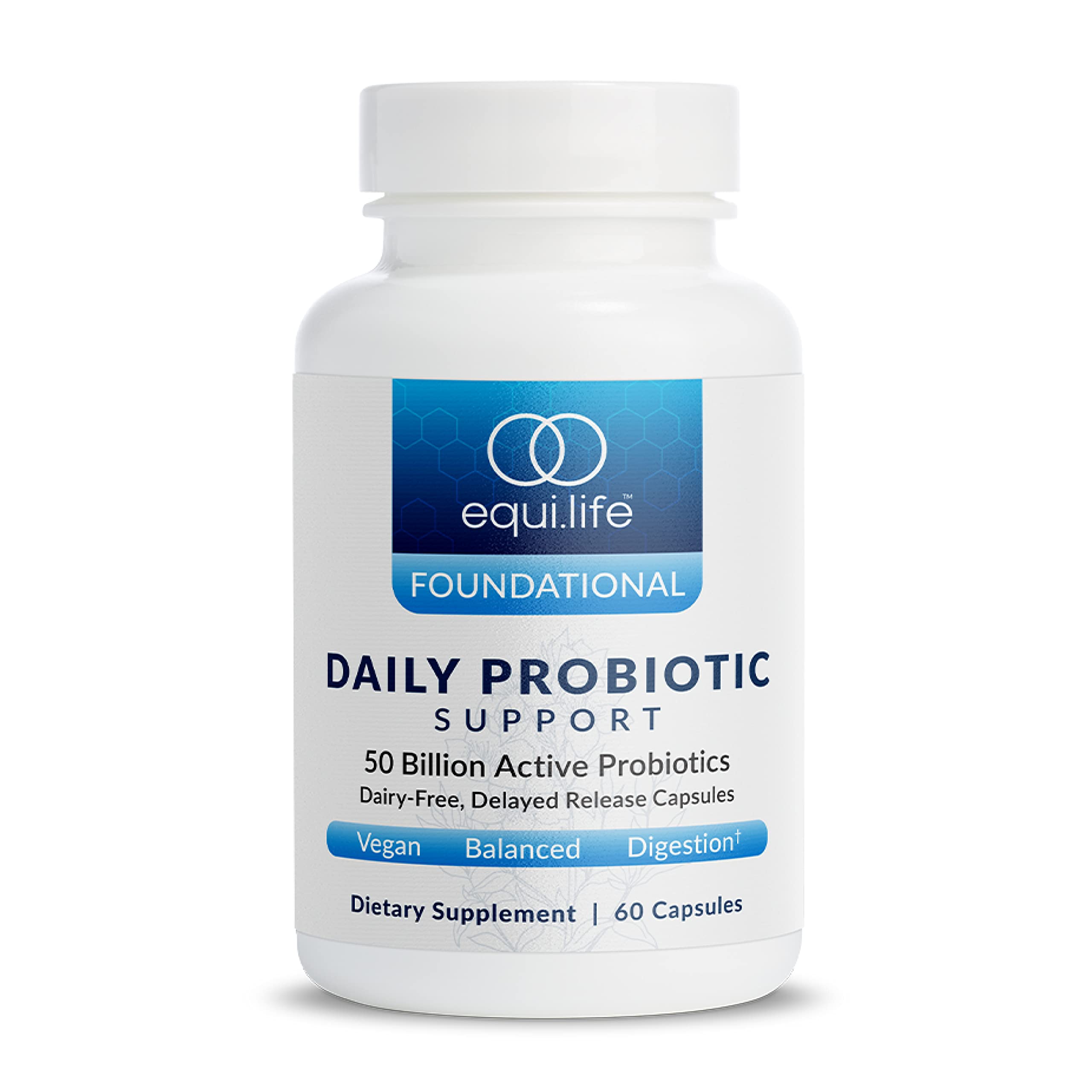 Equilife Daily Probiotic Supplement 50 Billion CFU 60 Capsules front view