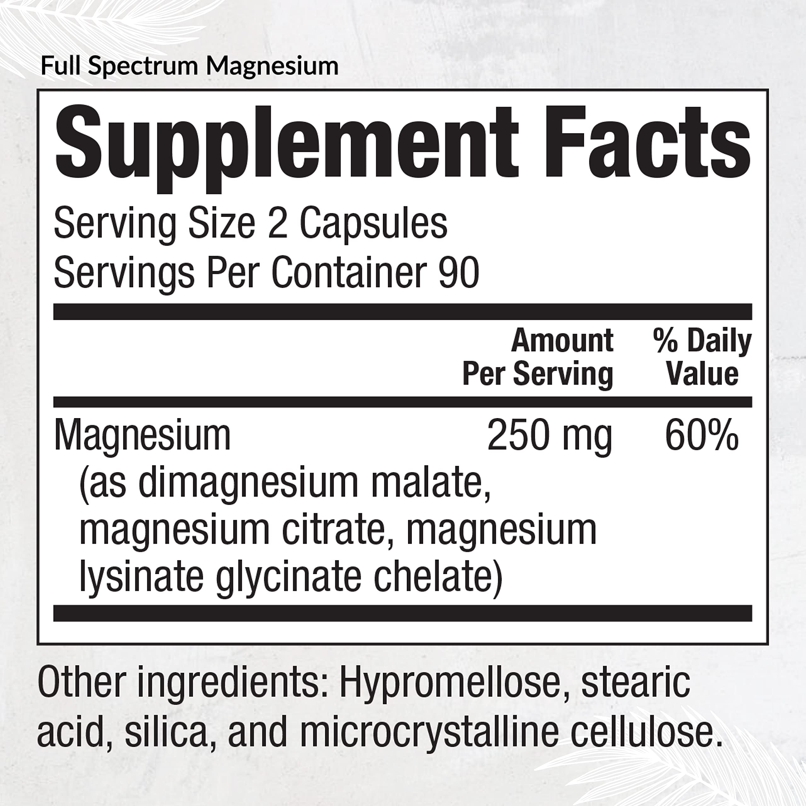 Equilife Magnesium Complex 190g back view with ingredients