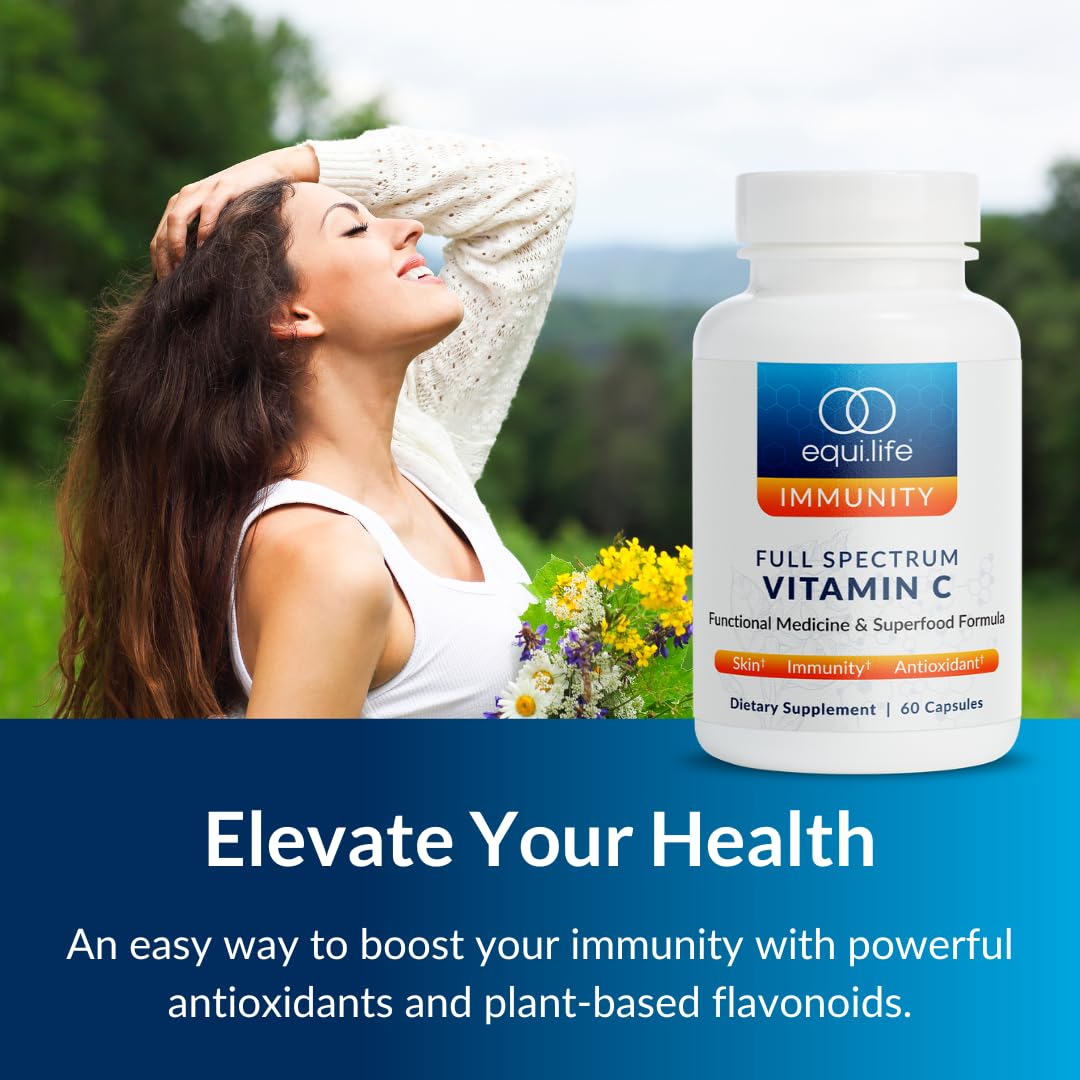 Equilife Vitamin C Capsules on a wooden table