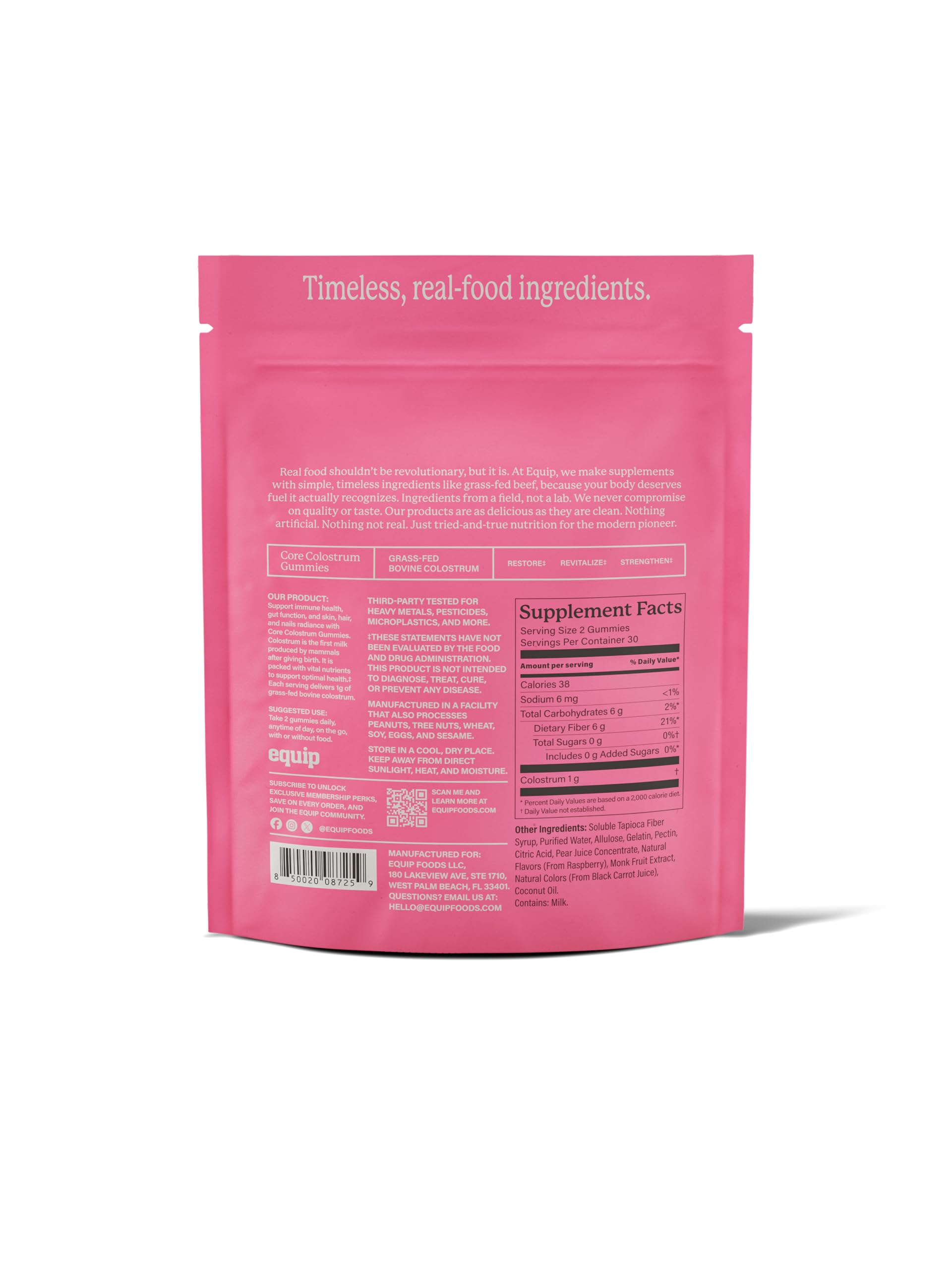 Equip Bovine Colostrum Gummies with a measuring spoon