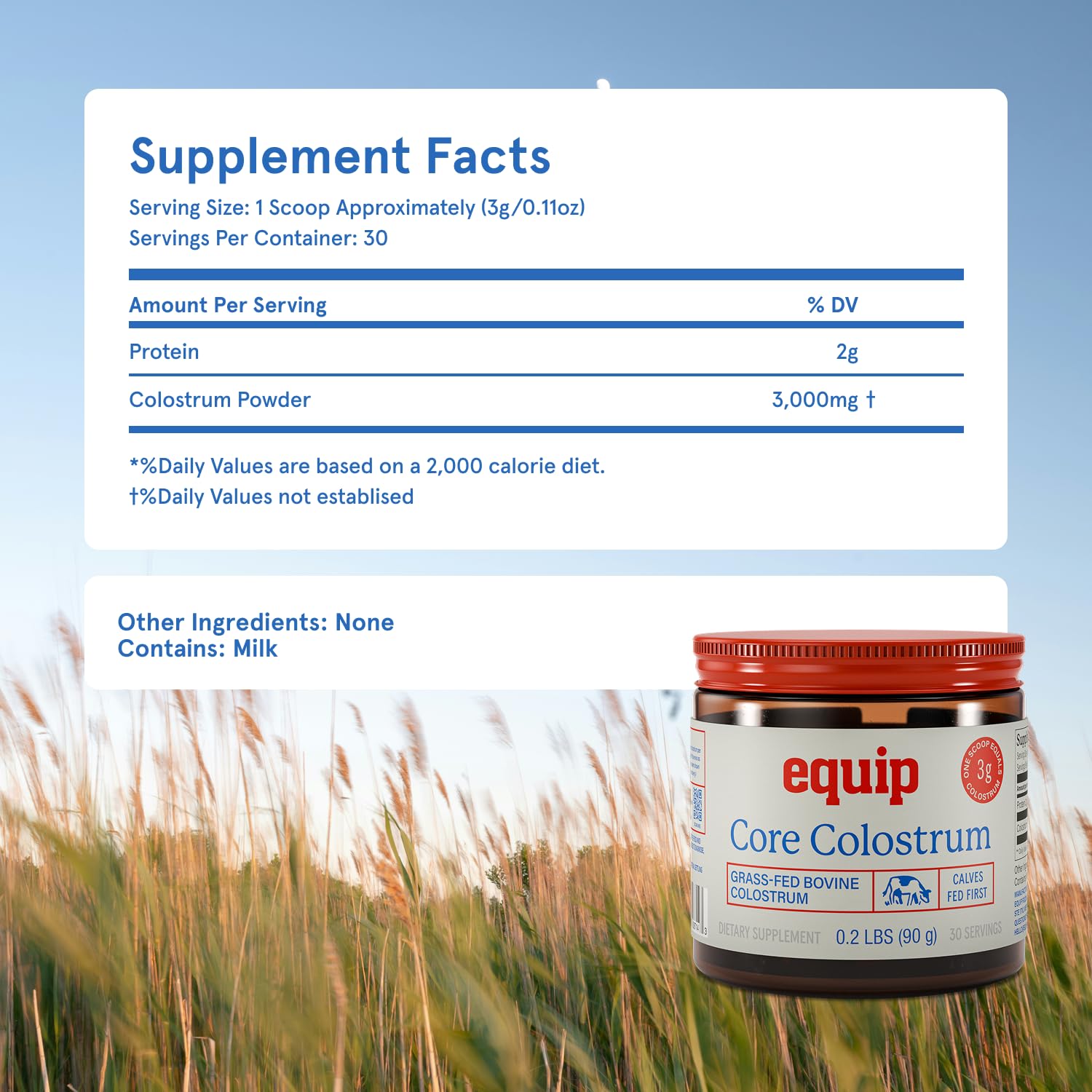 Equip Core Colostrum Bovine Powder lifestyle scene with fitness items