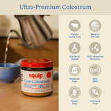 Equip Core Colostrum Bovine Powder mixed in a glass of water