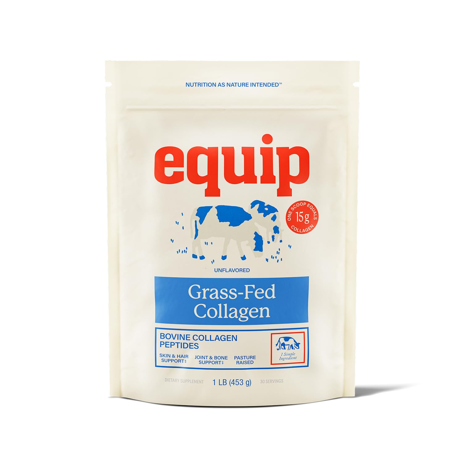 Equip Grass-Fed Collagen Powder 454g packaging front view