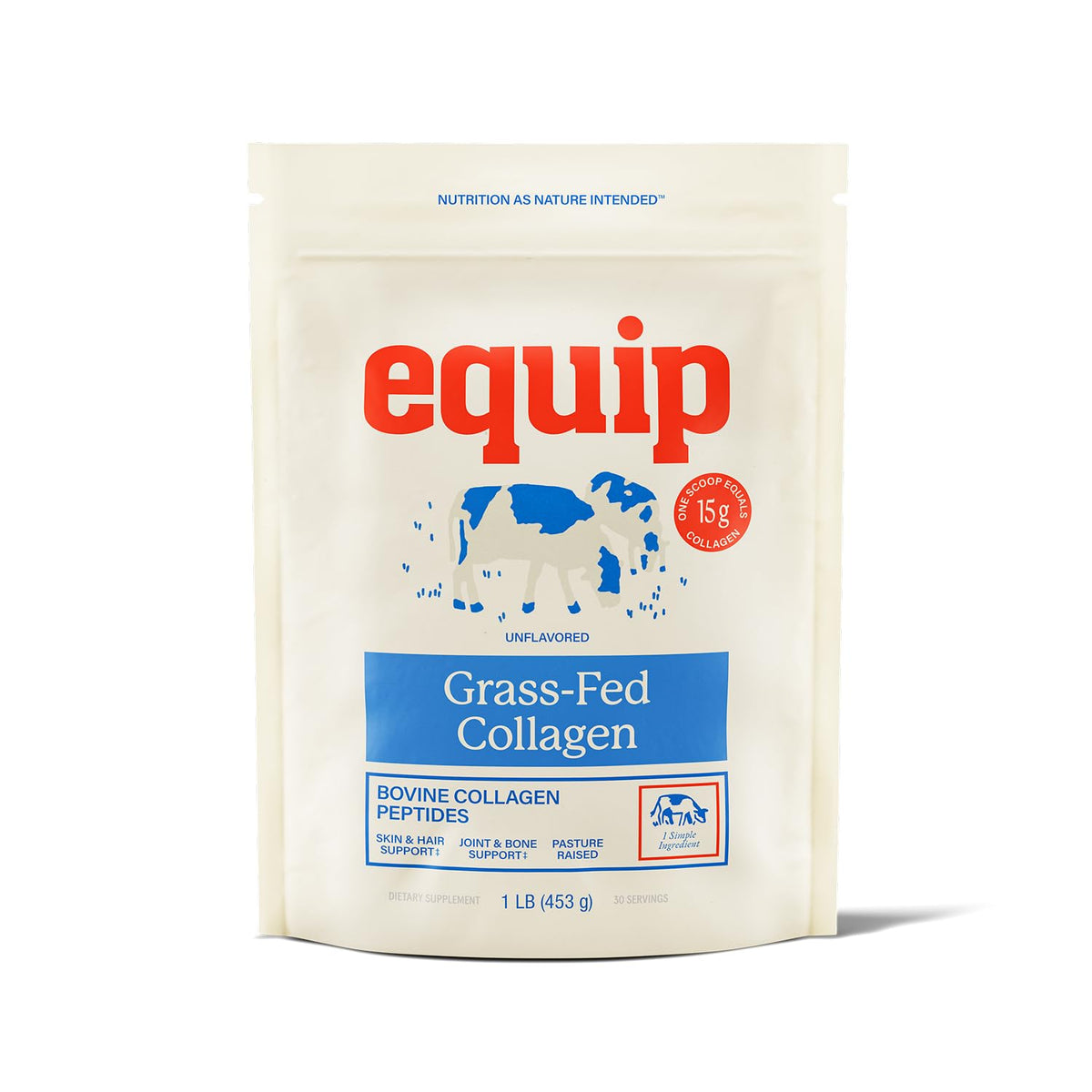 Equip Grass-Fed Collagen Powder 454g packaging front view