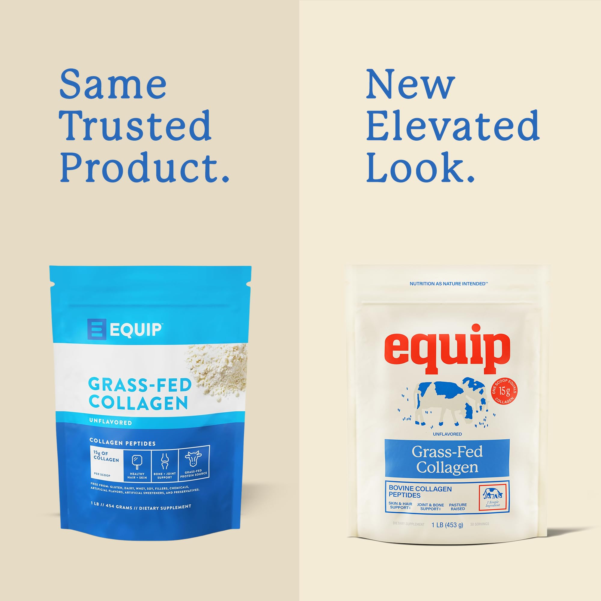 Equip Grass-Fed Collagen Powder 454g unflavoured powder scoop