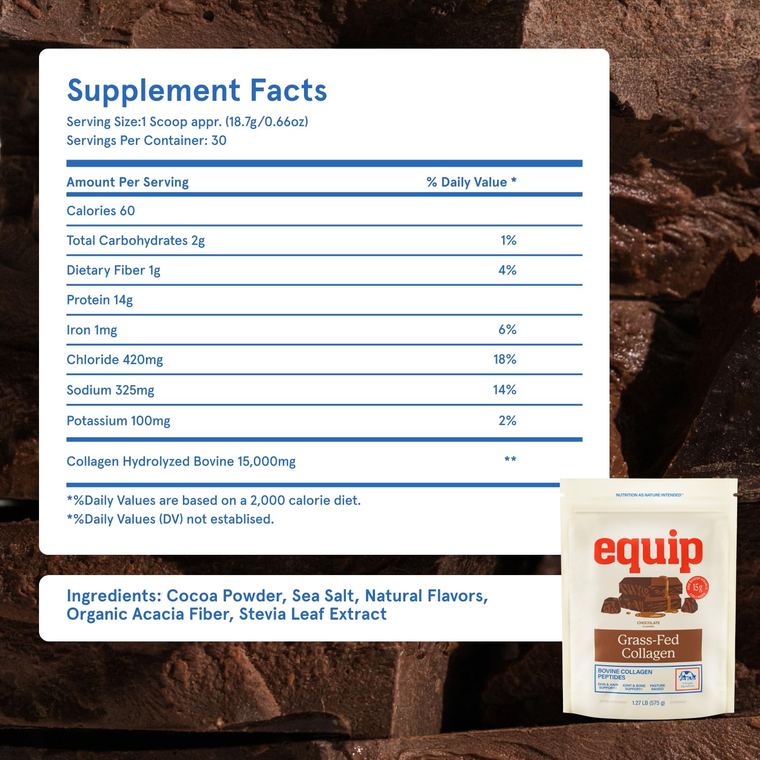 Equip Grass-Fed Collagen Supplement 503g in a glass of water