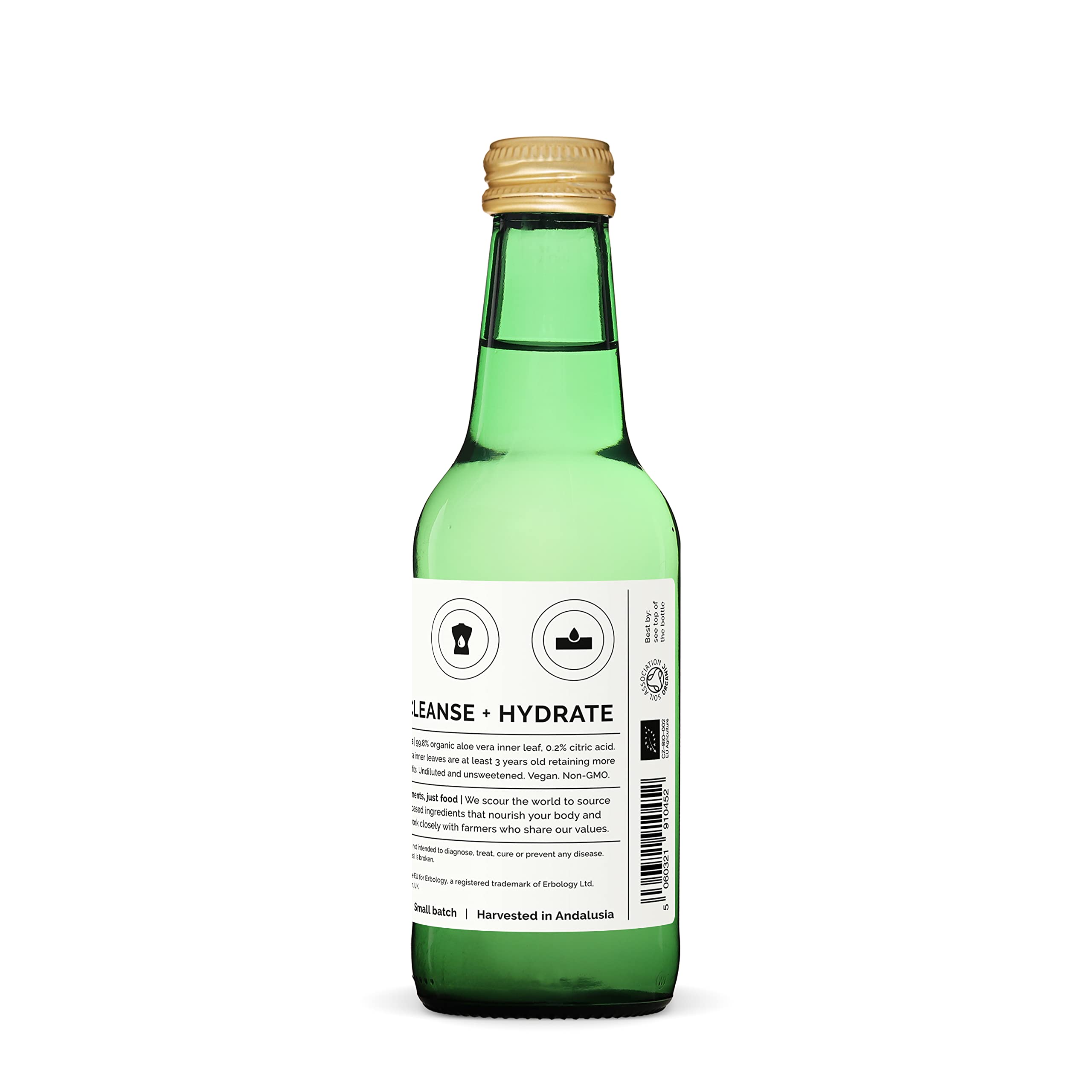 Erbology Aloe Vera Juice 200g in a glass