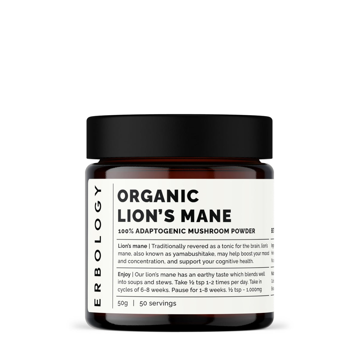 Erbology Lion's Mane Mushroom Powder 51g front view
