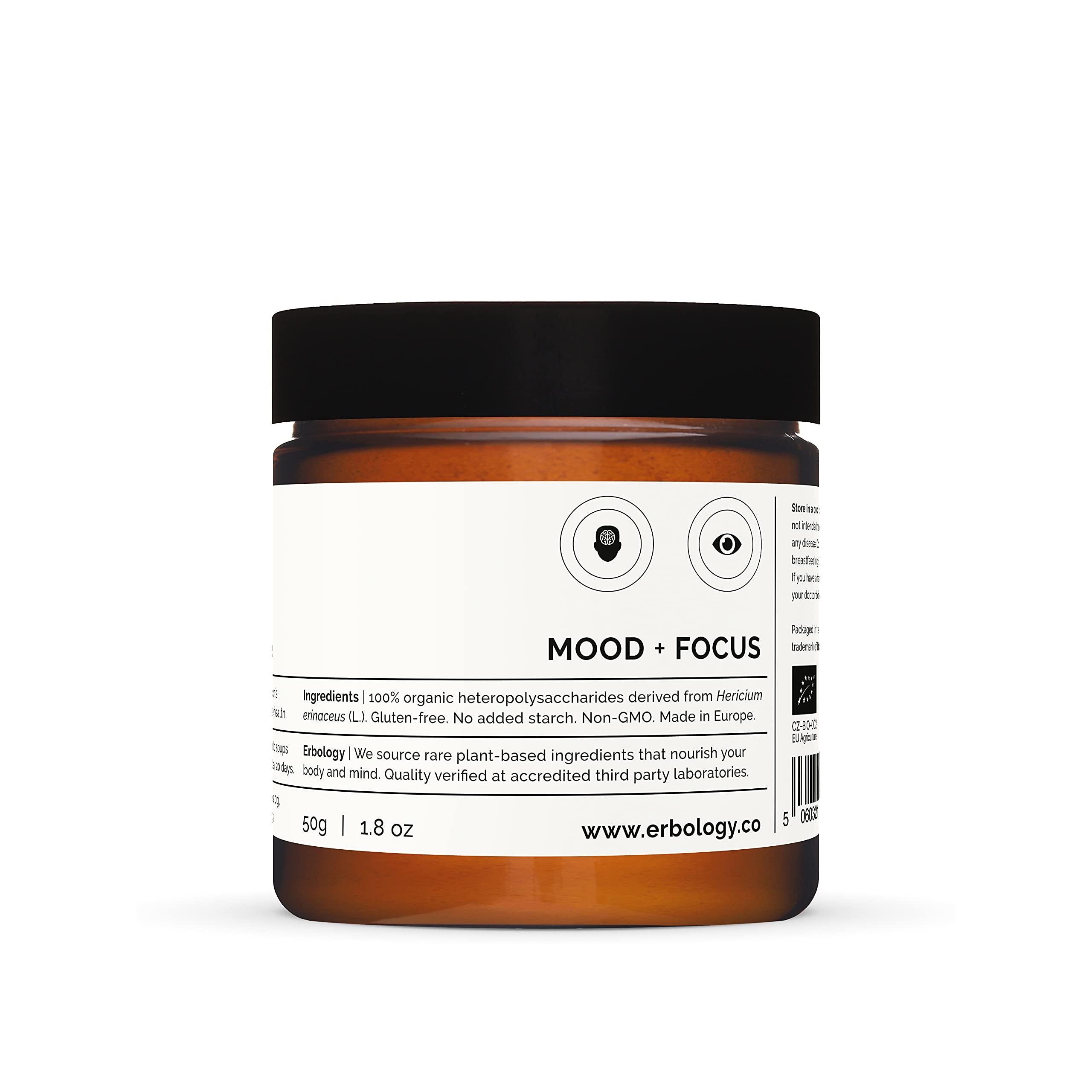 Erbology Lion's Mane Mushroom Powder 51g on a wooden table