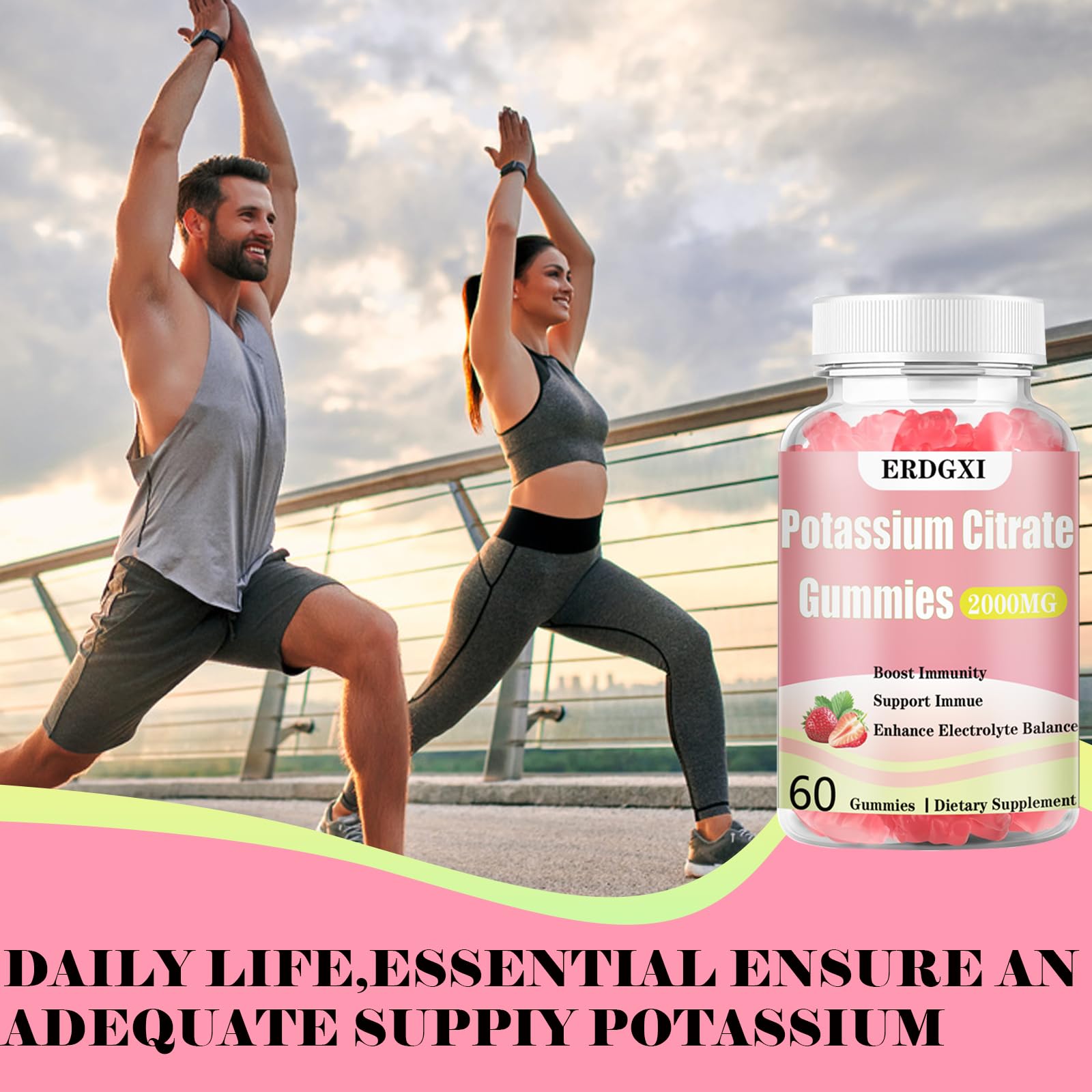 ERDGXI Potassium Citrate Gummies 2000mg lifestyle scene with gummies