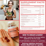 ES Global Brands Dream & Burn Nighttime Gummies with ingredients