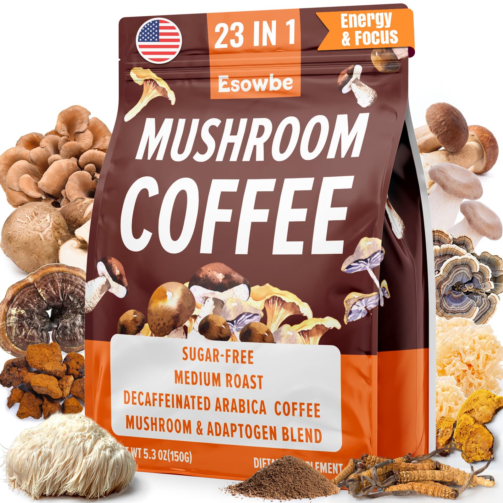 Esowbe Organic Mushroom Coffee Blend package front view